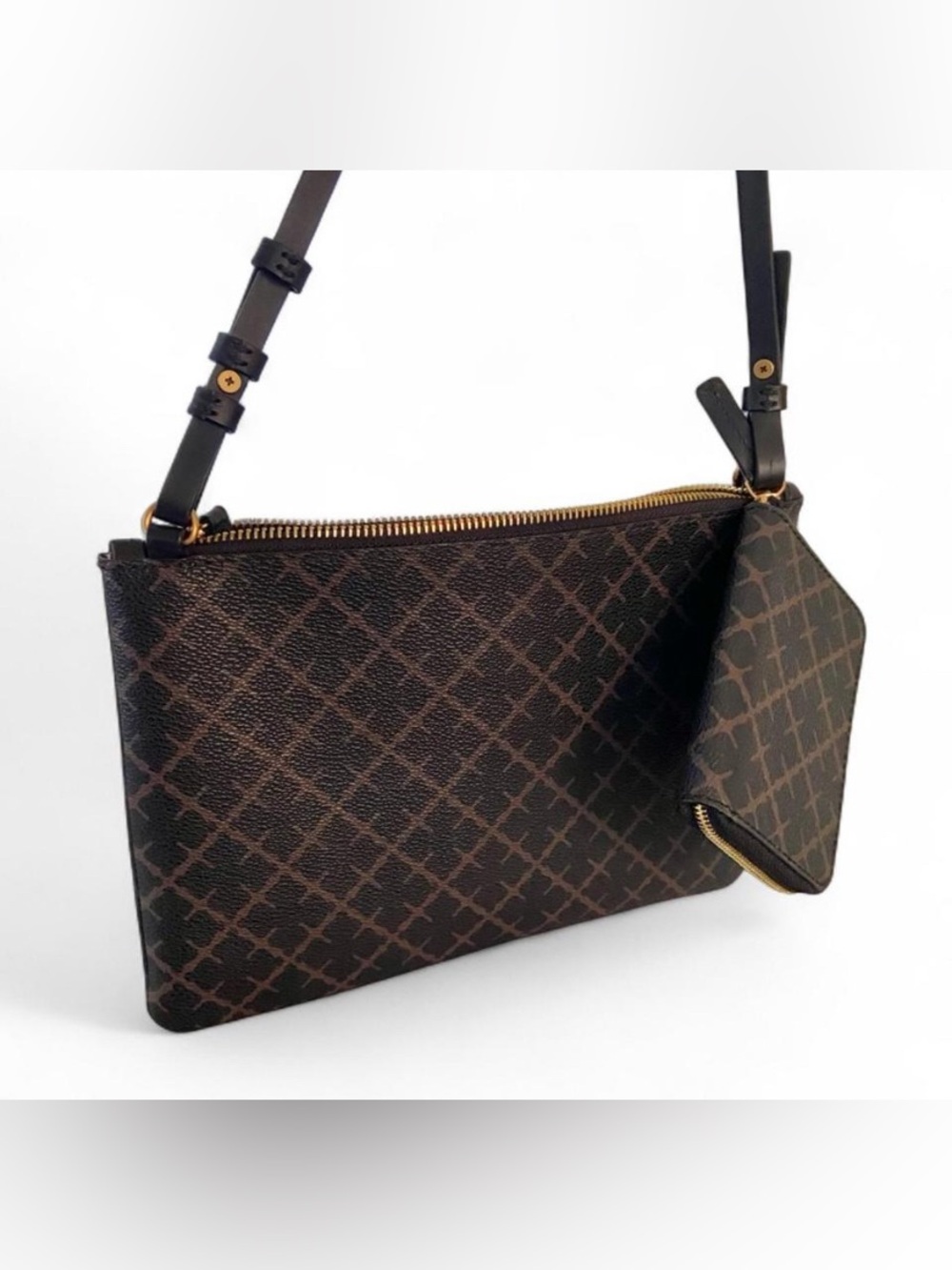 NWOT By Malene Birger Ivy Clutch Crossbody Bag & Matching Wallet Set - Dark Choc